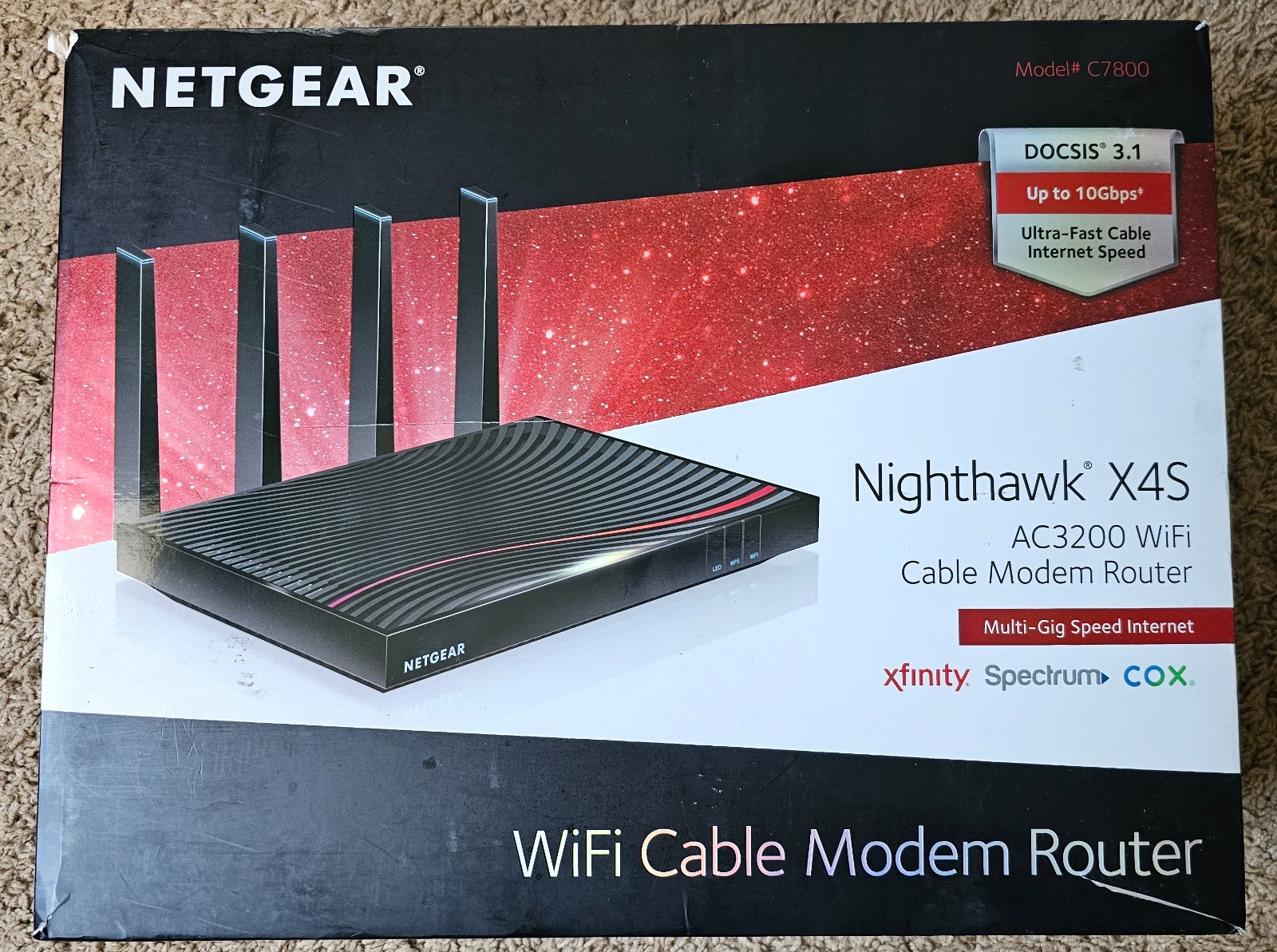 Netgear Nighthawk X4S AC3200 WiFi Cable Modem Router (Model C7800) Used/Good