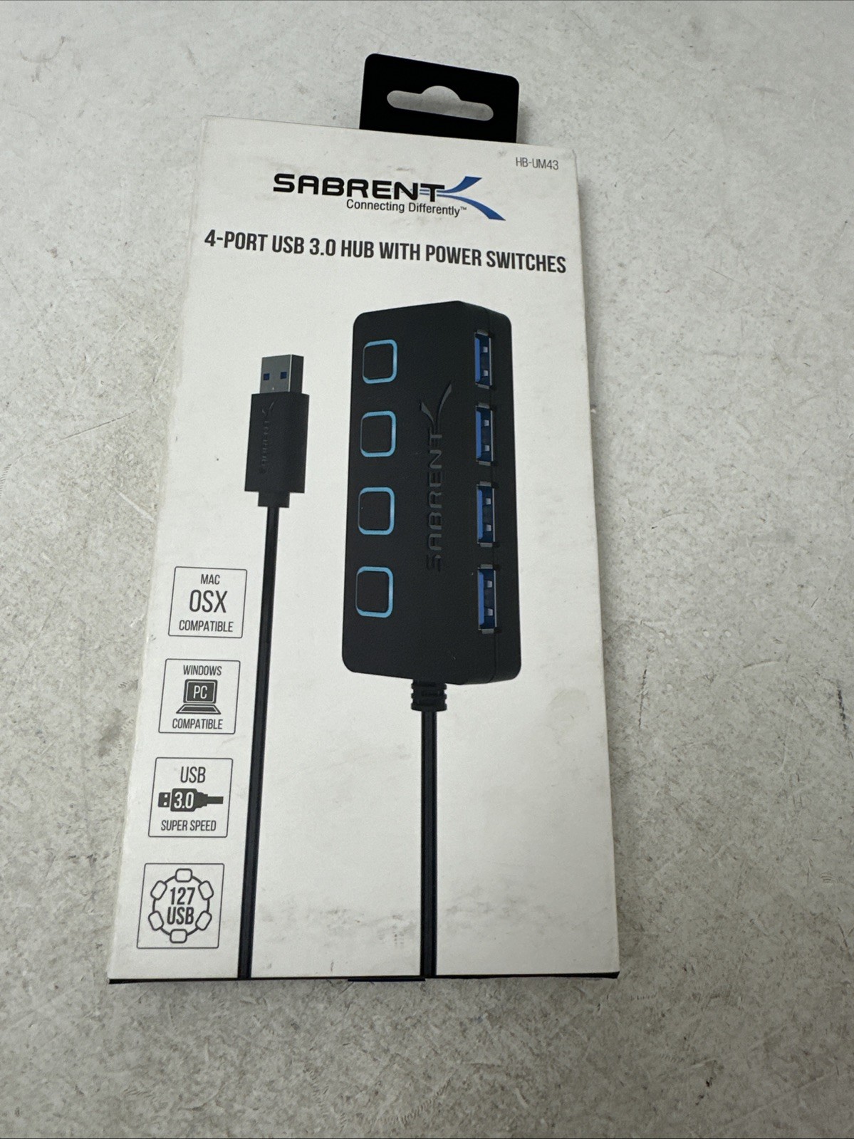 Sabrent 4-Port USB 3.0 Hub with Individual Power Switches and LEDs (HB-UM43)