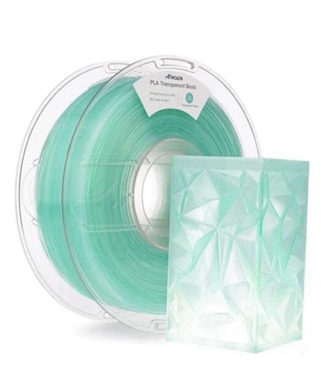AMOLEN 3D Printer Filament Crystal PLA Transparent 1.75mm, Crystal Green Clear