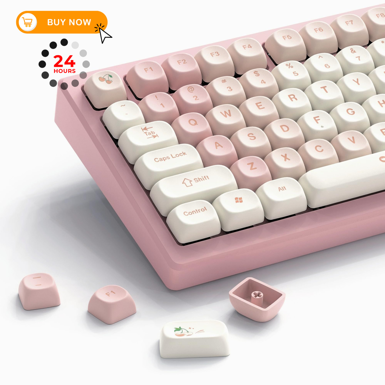 Womier Keycaps - Pink Cute PBT MOA Key caps Set A-Pink