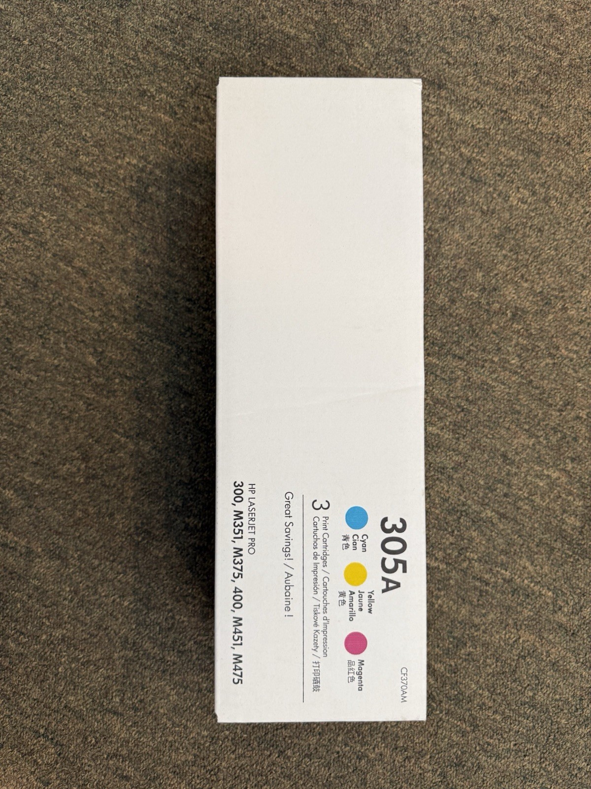 Genuine HP LaserJet 305A  Full CMYK Toner (Yellow) New in Opened Box CF370AM