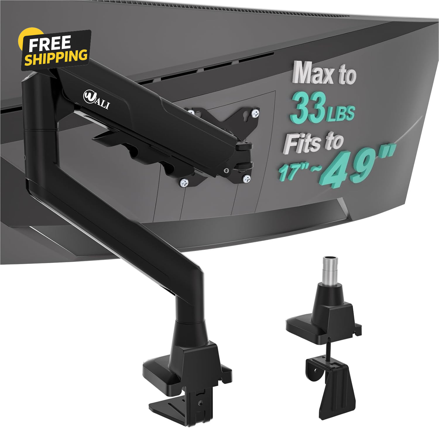 Heavy Duty Single Monitor Arm 17-49" Ultrawide Desk Mount VESA 75/100