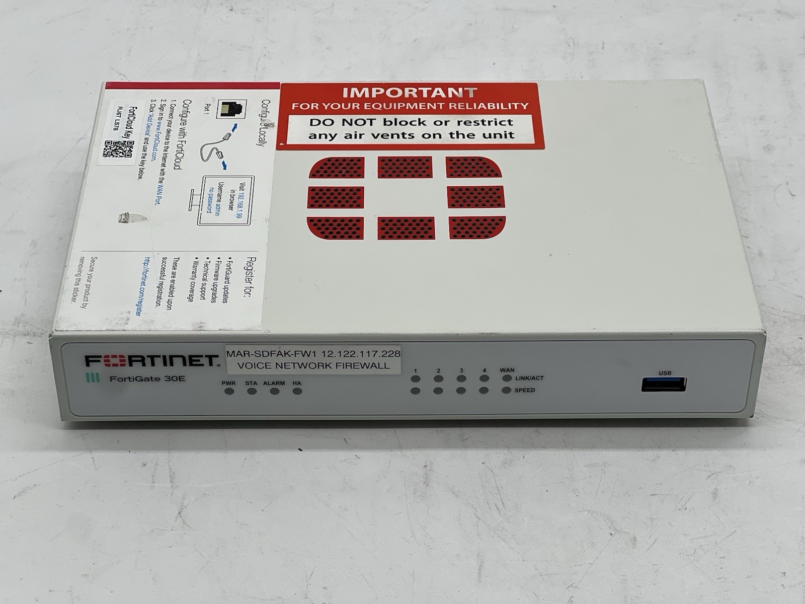 Fortinet FortiGate 30E Network Security Firewall-No Power Supply
