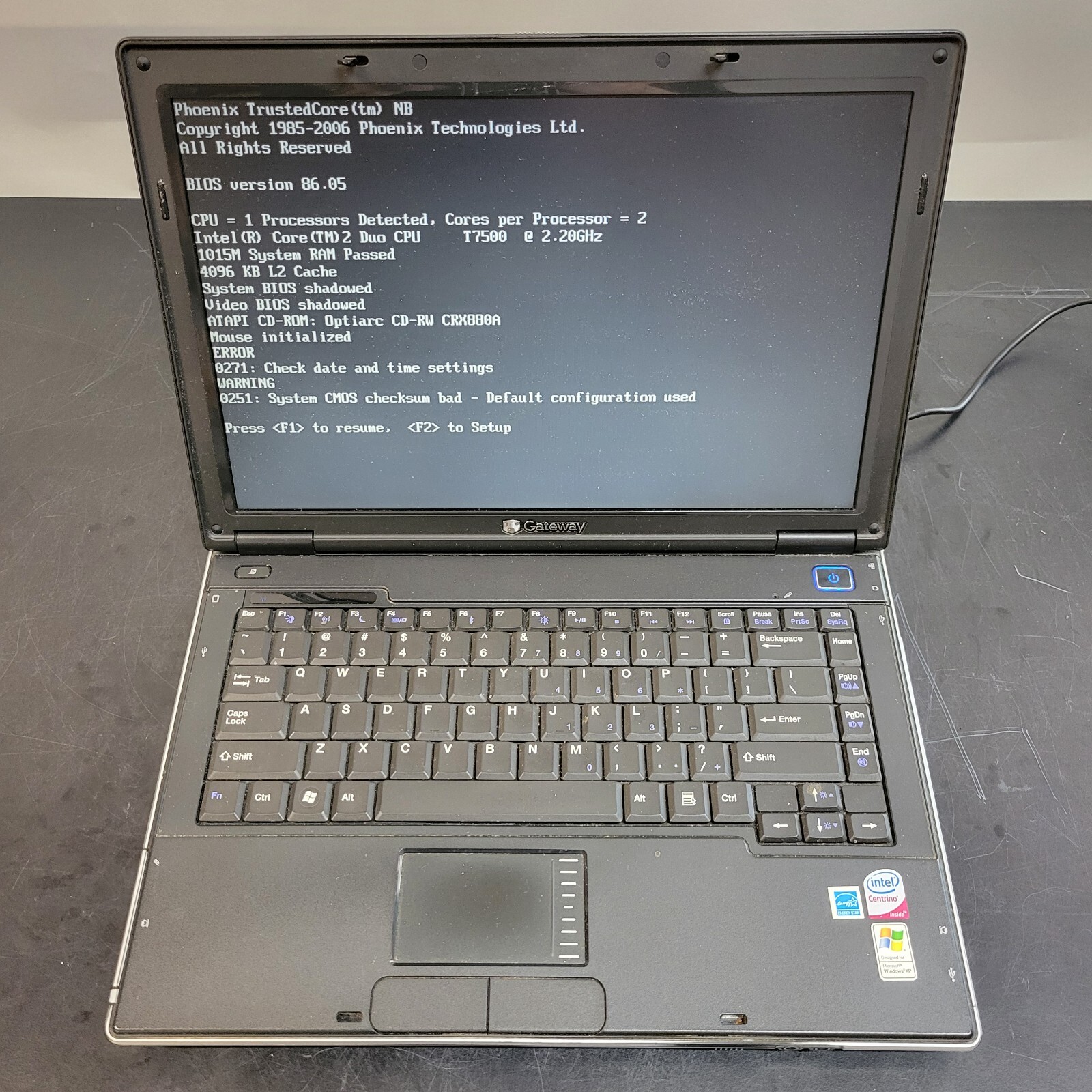 Gateway E-265M 14.1" Intel Core 2 Duo T7500 2200 MHz 1 GB RAM 0 GB HDD
