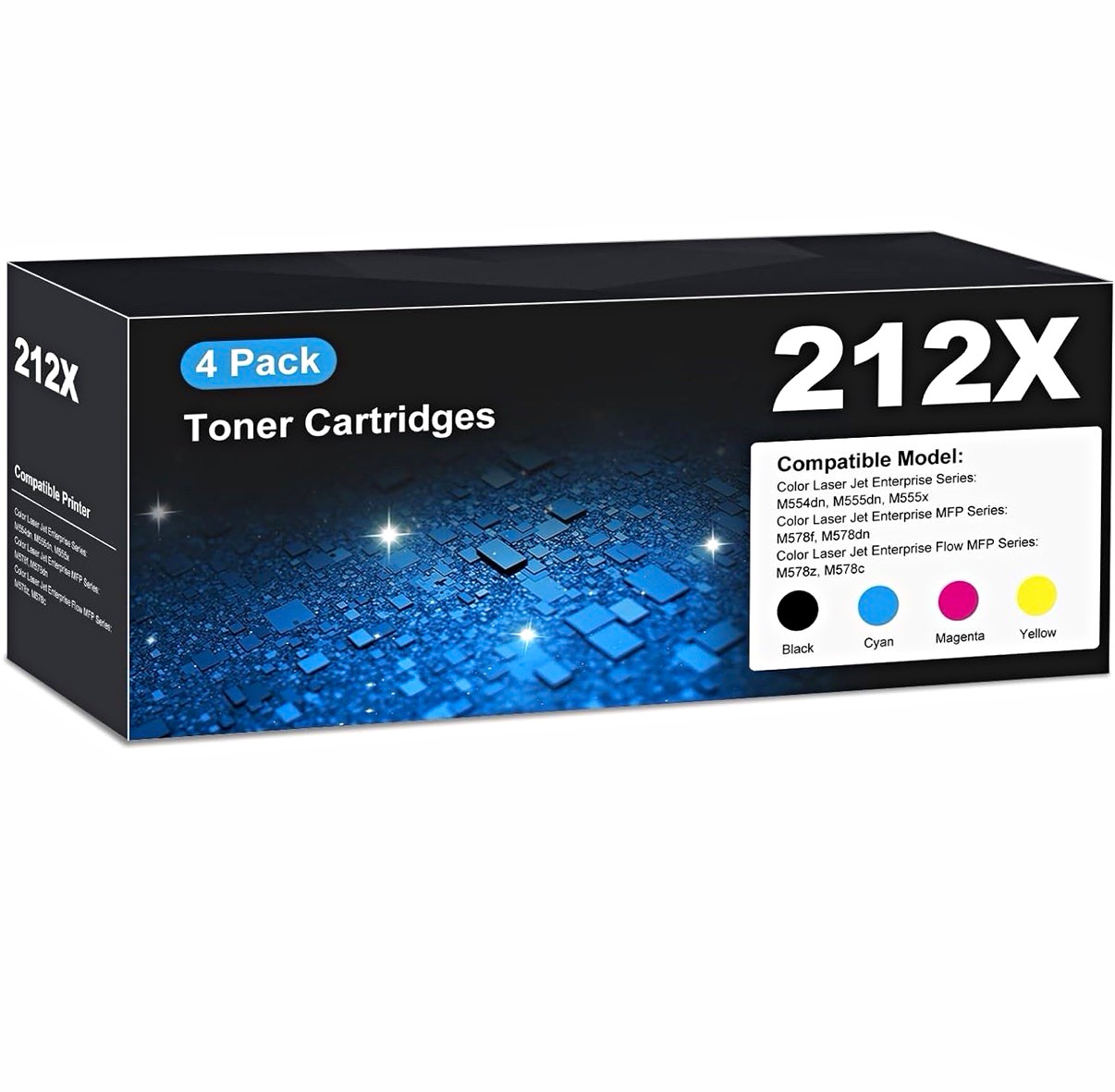 212X Compatible Laser Toner 4-Pack BK/C/M/Y for HP M554dn M555dn M555x