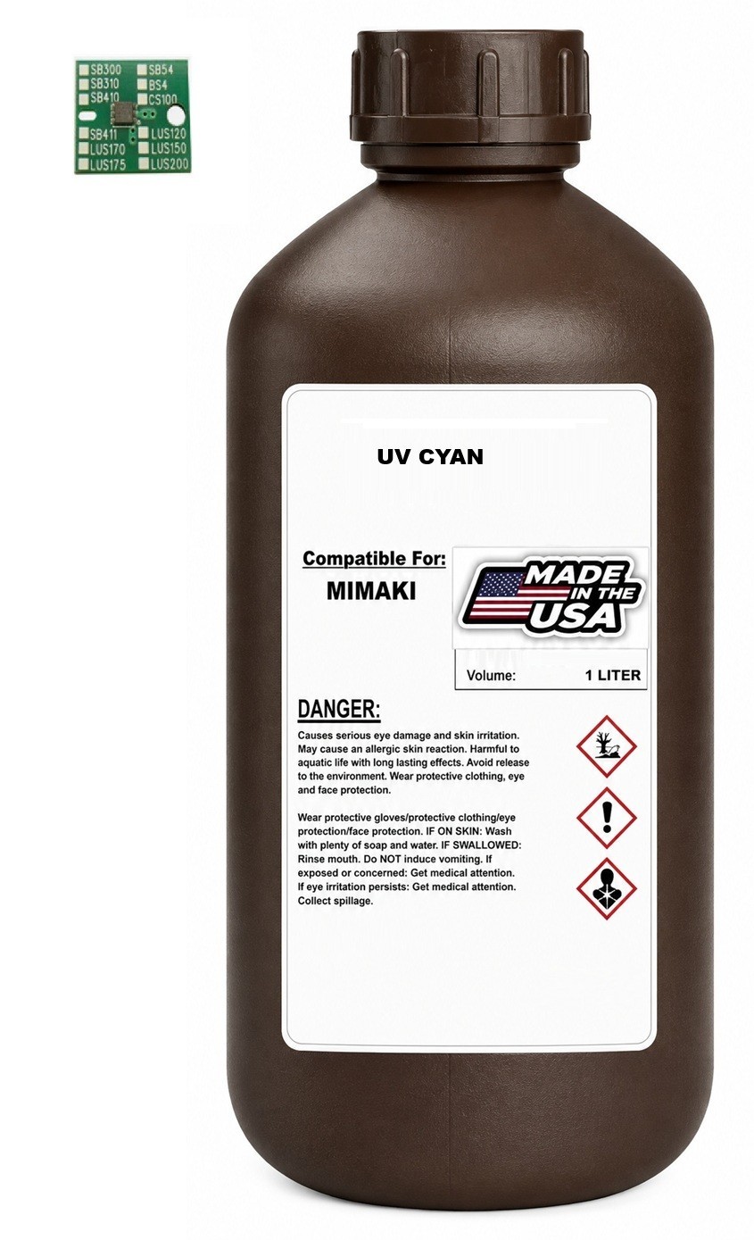 PREMIUM COMPATIBLE UV CURE INK FOR MIMAKI  LH100  (1,000 ML BOTTLE) + CHIP