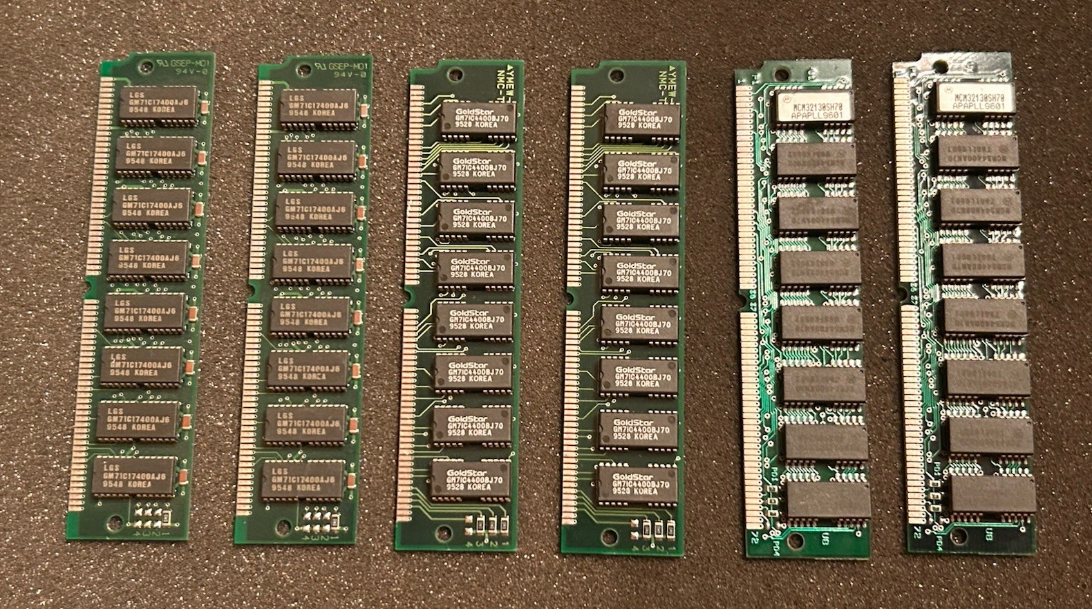 Vintage 72 Pin SIMM RAM Lot 6x LGS GoldStar Apple Macintosh 486 Retro PC Memory