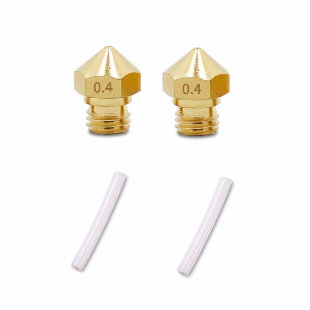 2 pcs MK10 M7 Nozzle 0.4 mm and 2pcs PTFE Tube for FlashForge Creator Inventor D