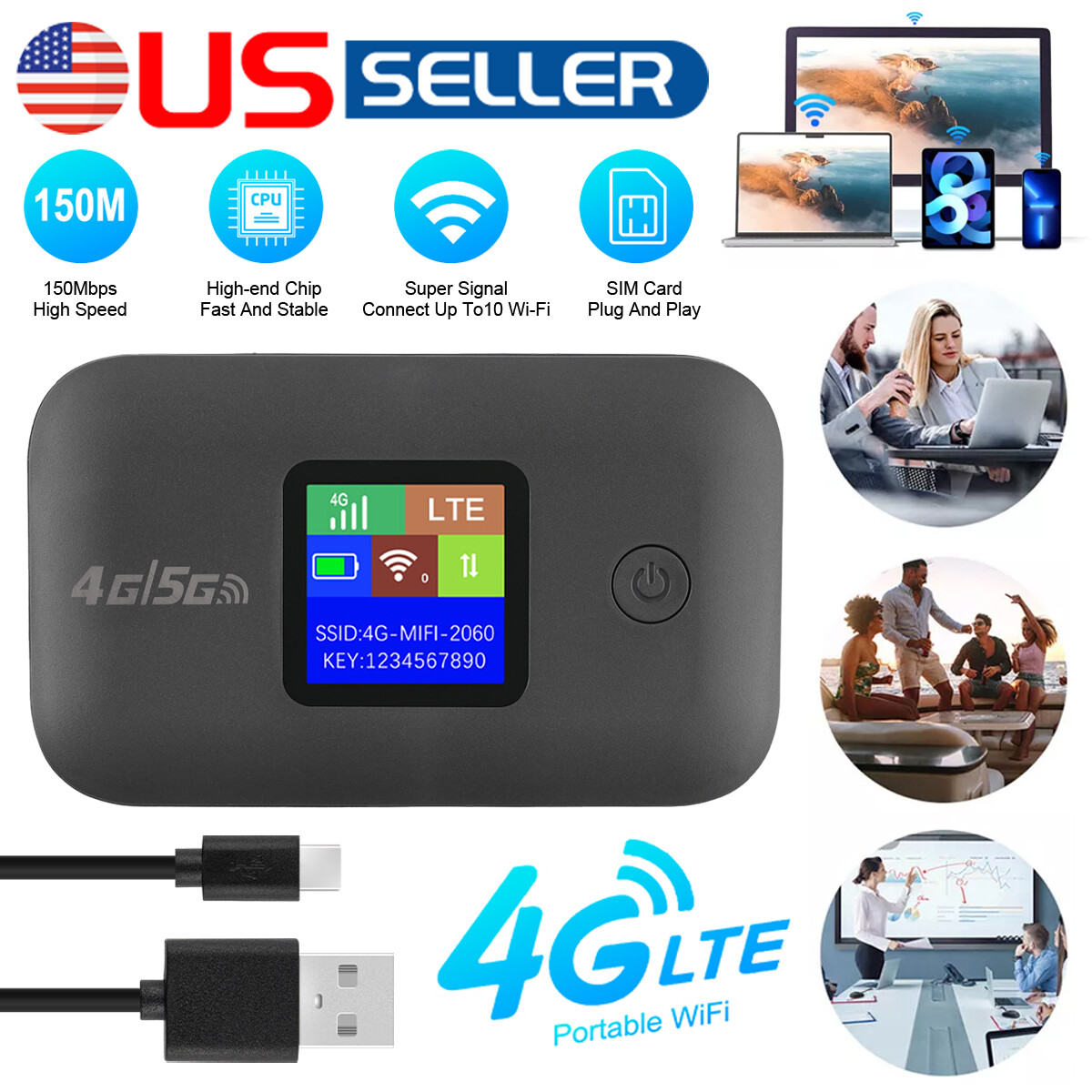Portable Unlocked 5G 4G Wireless WiFi Router Mobile Broadband LCD MIFI Hotspot