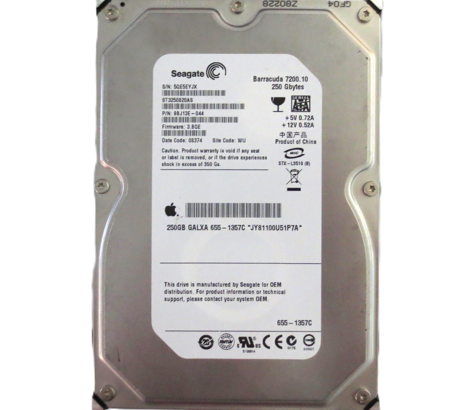 Seagate ST3250820AS 9BJ13E-044 3.BQE WU (5QE) China 250gb 3.5" Sata HDD 03/2008
