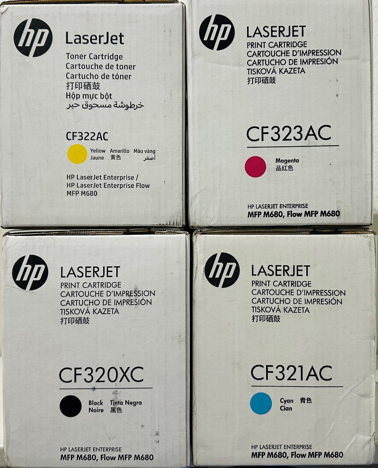 New Genuine HP 653X/653A Black Cyan Magenta Yellow 4PK Toner Cartridges Box