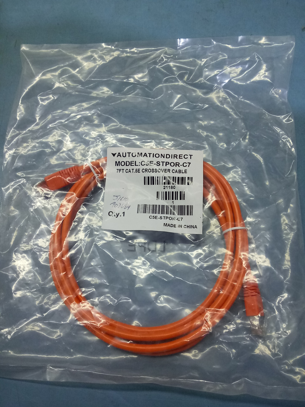 NEW AUTOMATION DIRECT C5E-STPOR-C7 CROSSOVER CAT-5E CABLE 7-FT