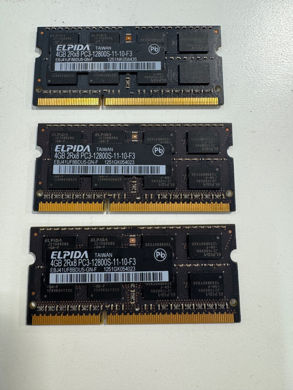 ELPIDA 4GB PC3-12800S-11-10-F39 RAM MEMORY (SET OF 3)
