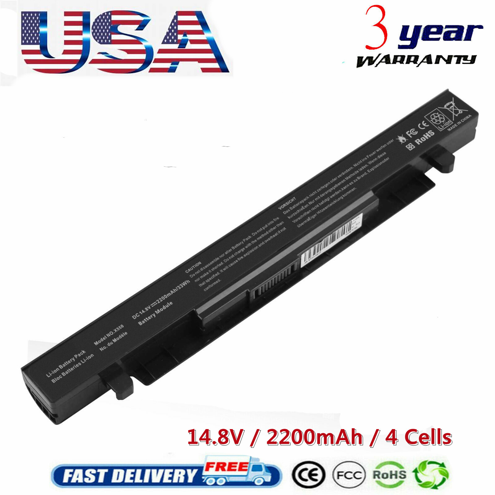Battery For Asus X550L A41-X550 A41-X550A X550 X550B X550C X550V X552 X452 P450 