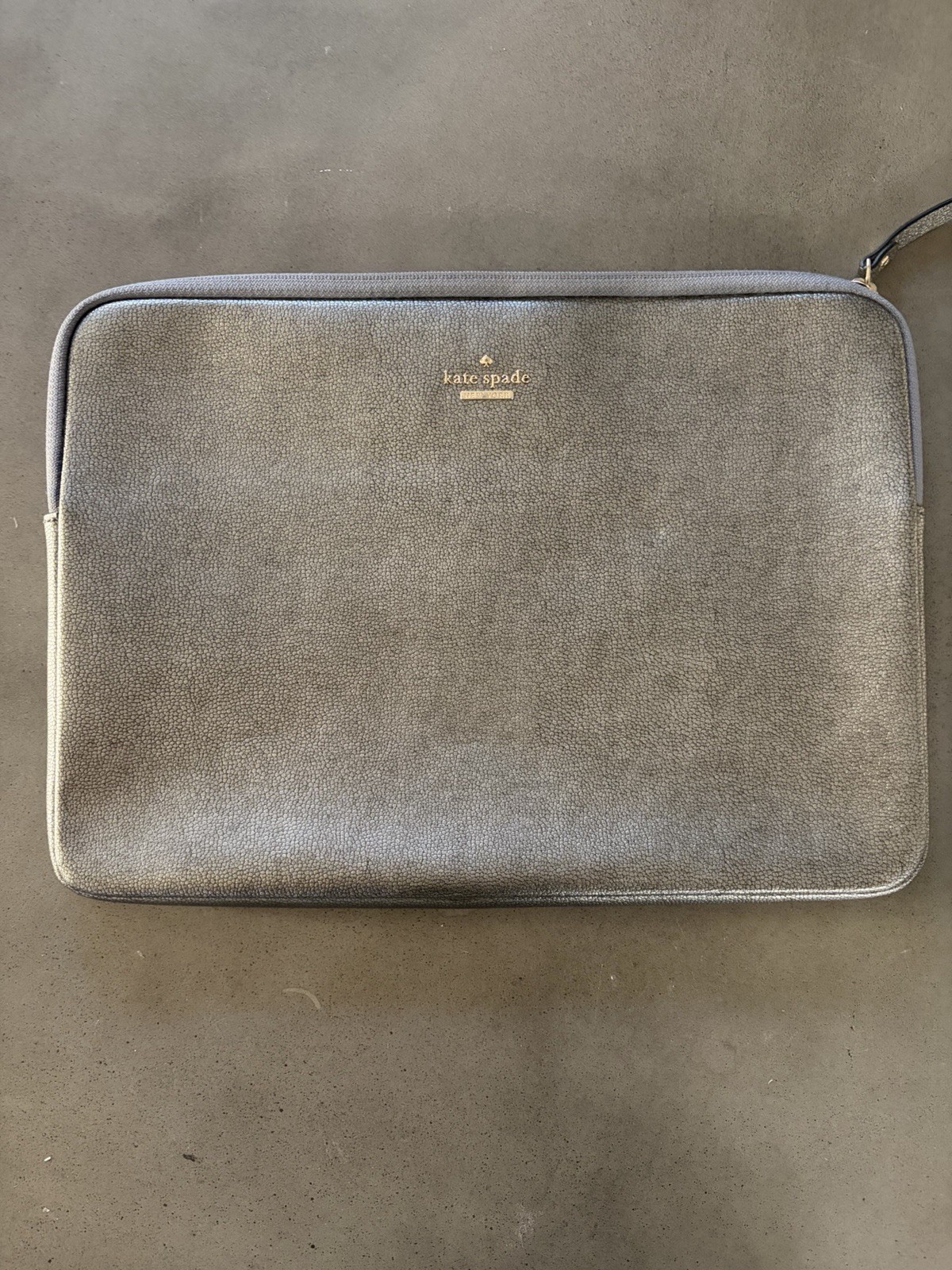 Kate Spade New York Laptop Case Silver Glitter With Gold Logo