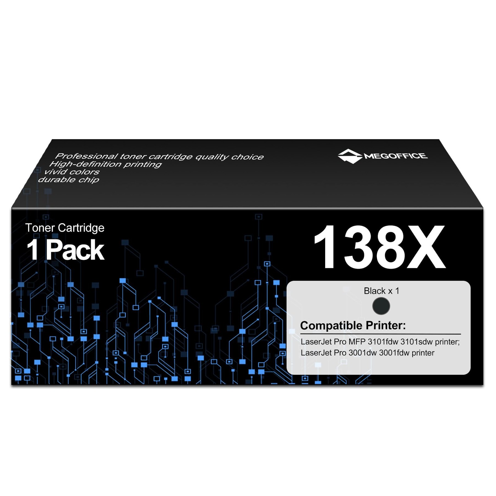 MEGOFFICE Compatible Cartridge Replacement for 138X Black with Chip for HP 138X