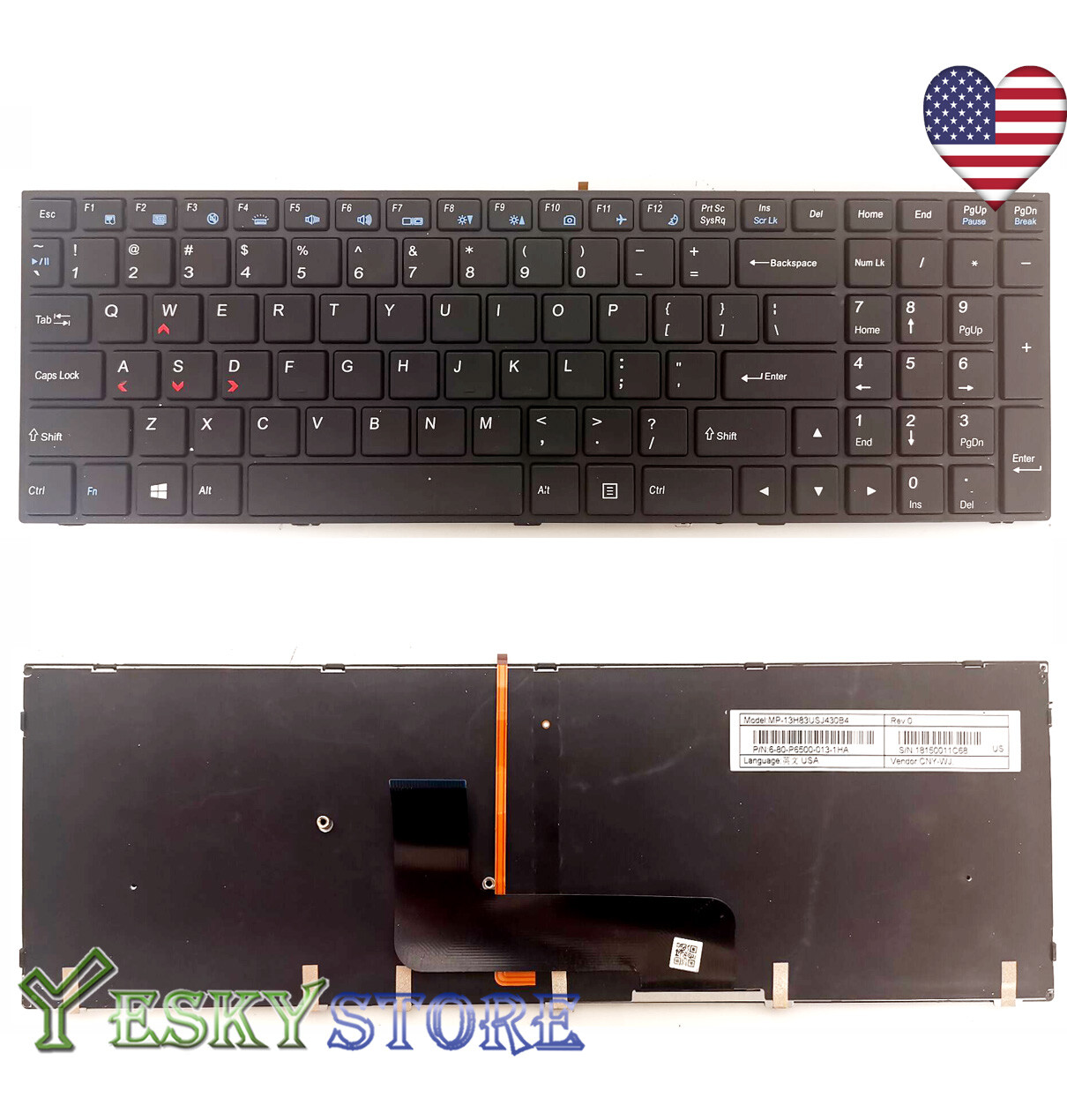 New Backlit Keyboard for Clevo P650SG P651SG P650SE P651SE P655SE USA