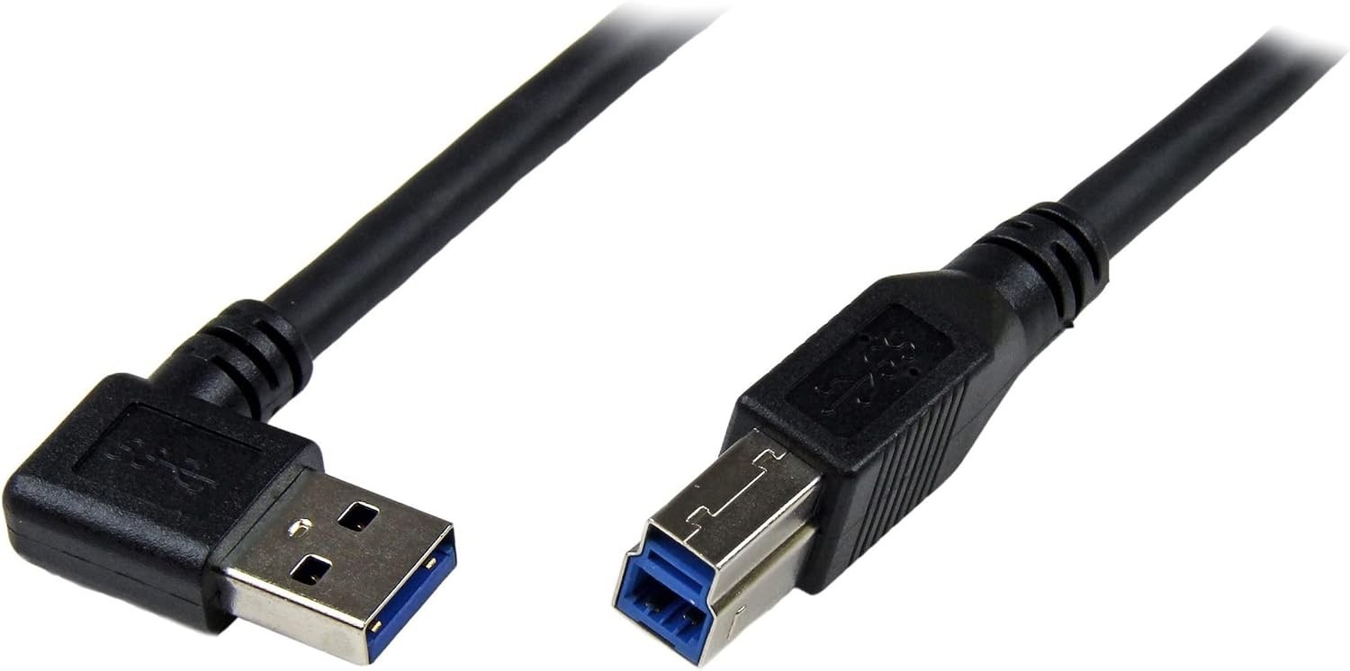 TWO PACK StarTech USB3SAB1MRA 1m 3ft Black USB-A Right Angle 90 degree USB-B SS