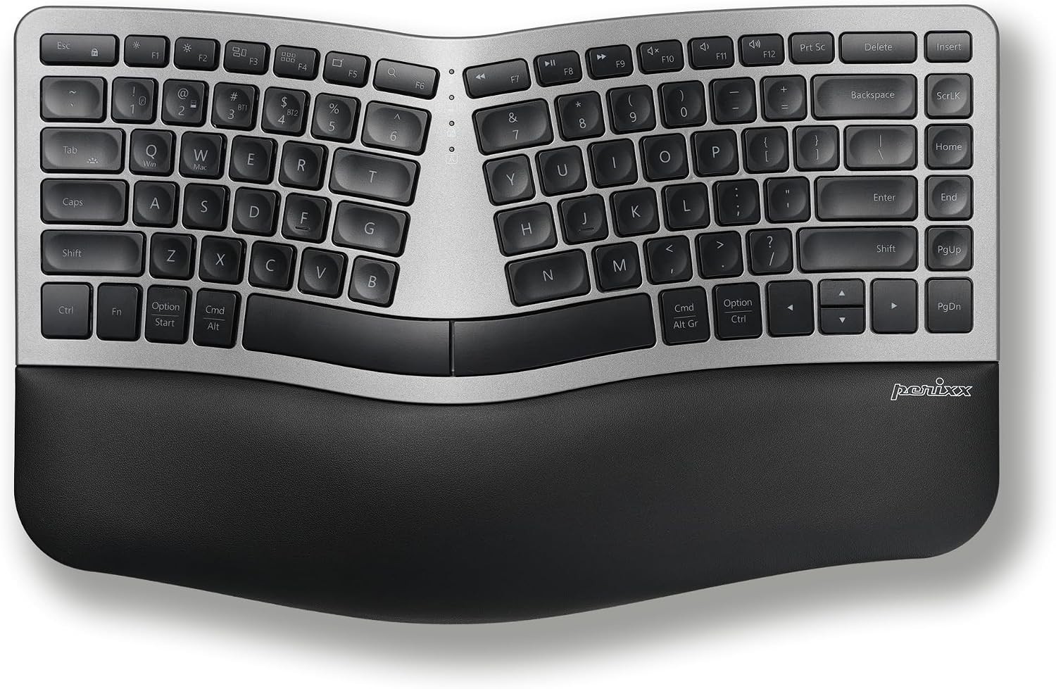 New - Perixx PERIBOARD-818 Compact Wireless Ergonomic Keyboard - White Backlit