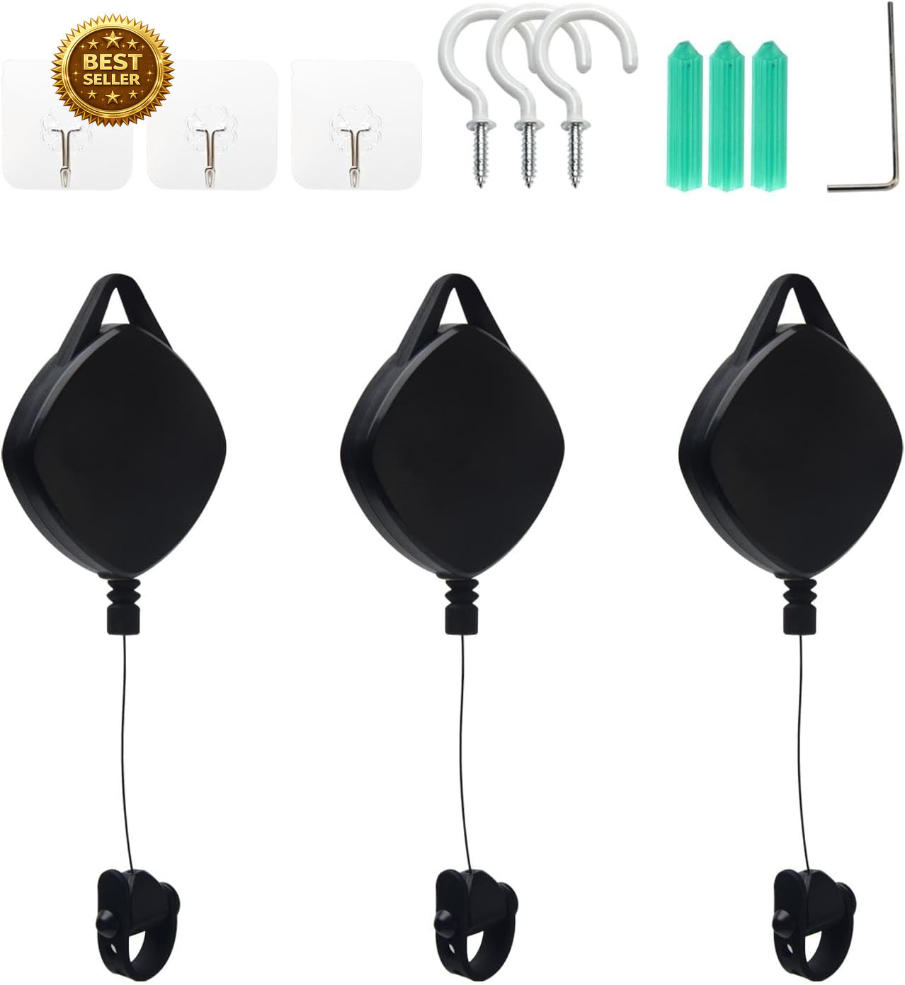 VR Cable Management 3Packs Drill Free Retractable Ceiling Pulley System