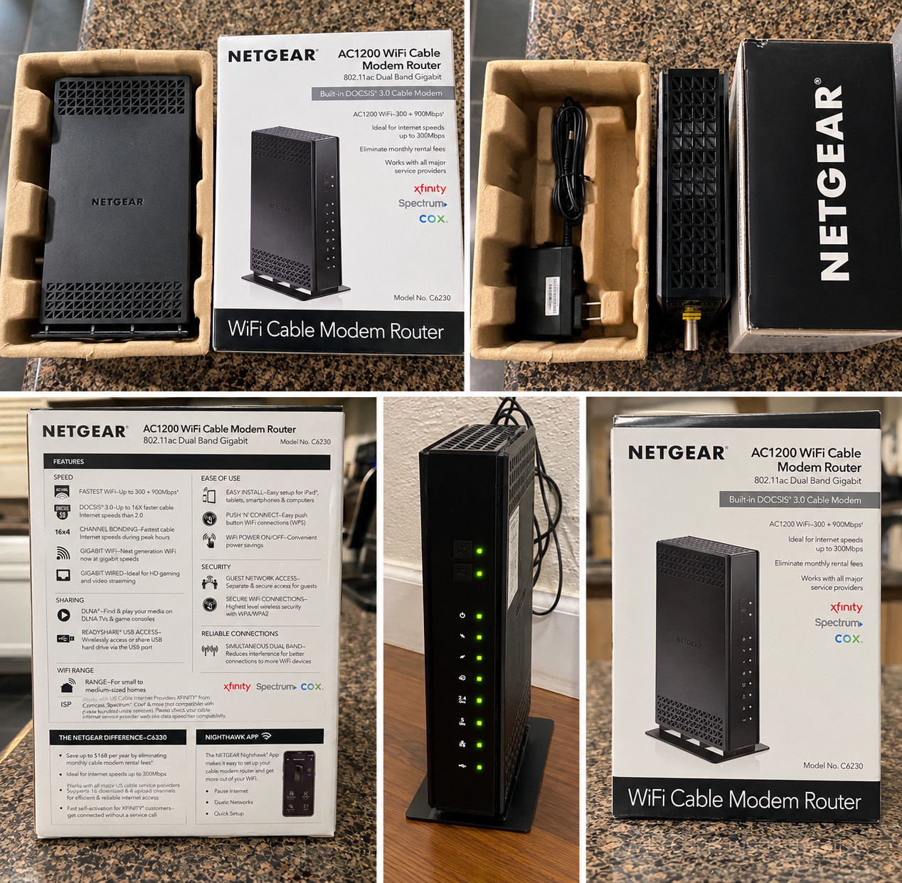 NETGEAR C6230 AC1200 Cable Modem WiFi Router Combo DOCSIS 3.0 Dual Band