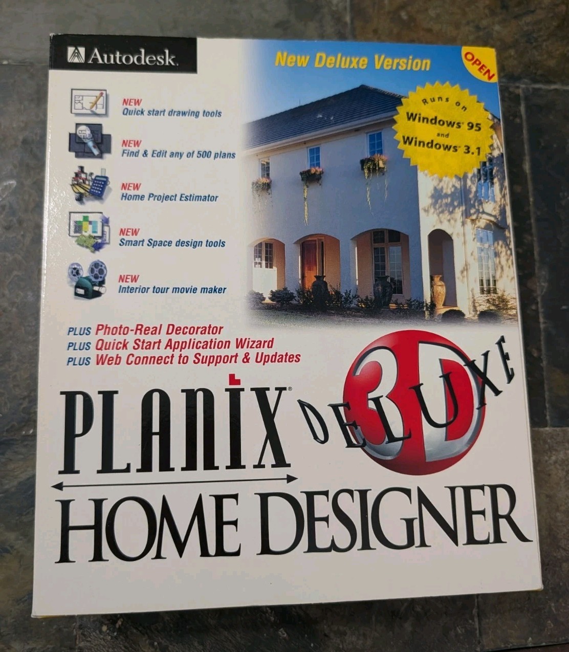 Autodesk Planix Home Designer 3D CD-ROM Software Vintage Windows 95 3.1 Box