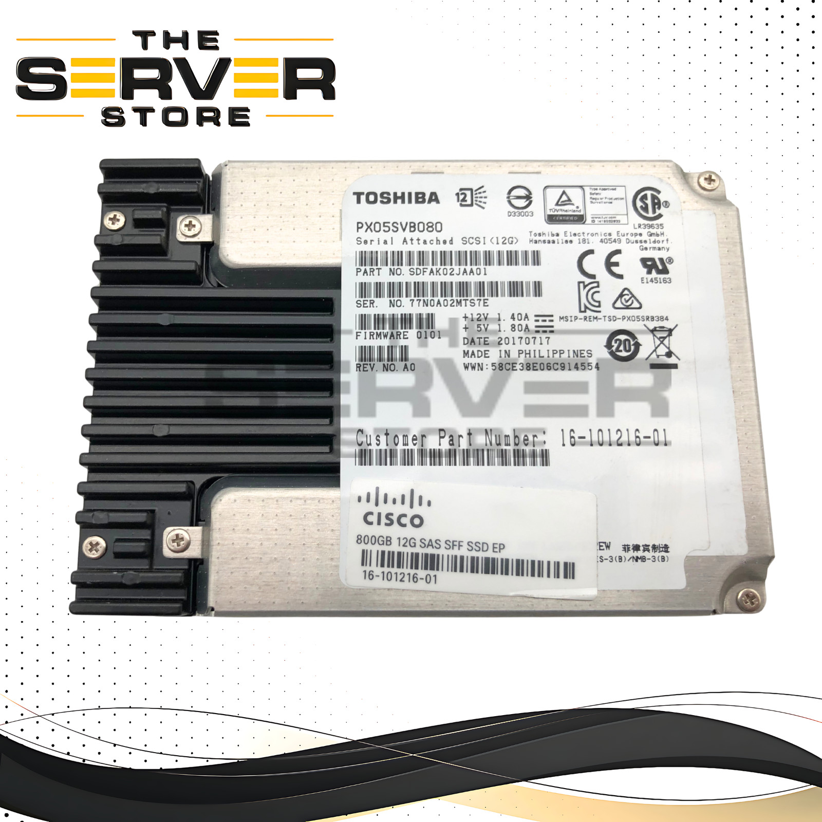 (AS IS) Cisco 800GB SAS 12G 2.5 SSD Toshiba PX05S PX05SVB080 16-101216-01