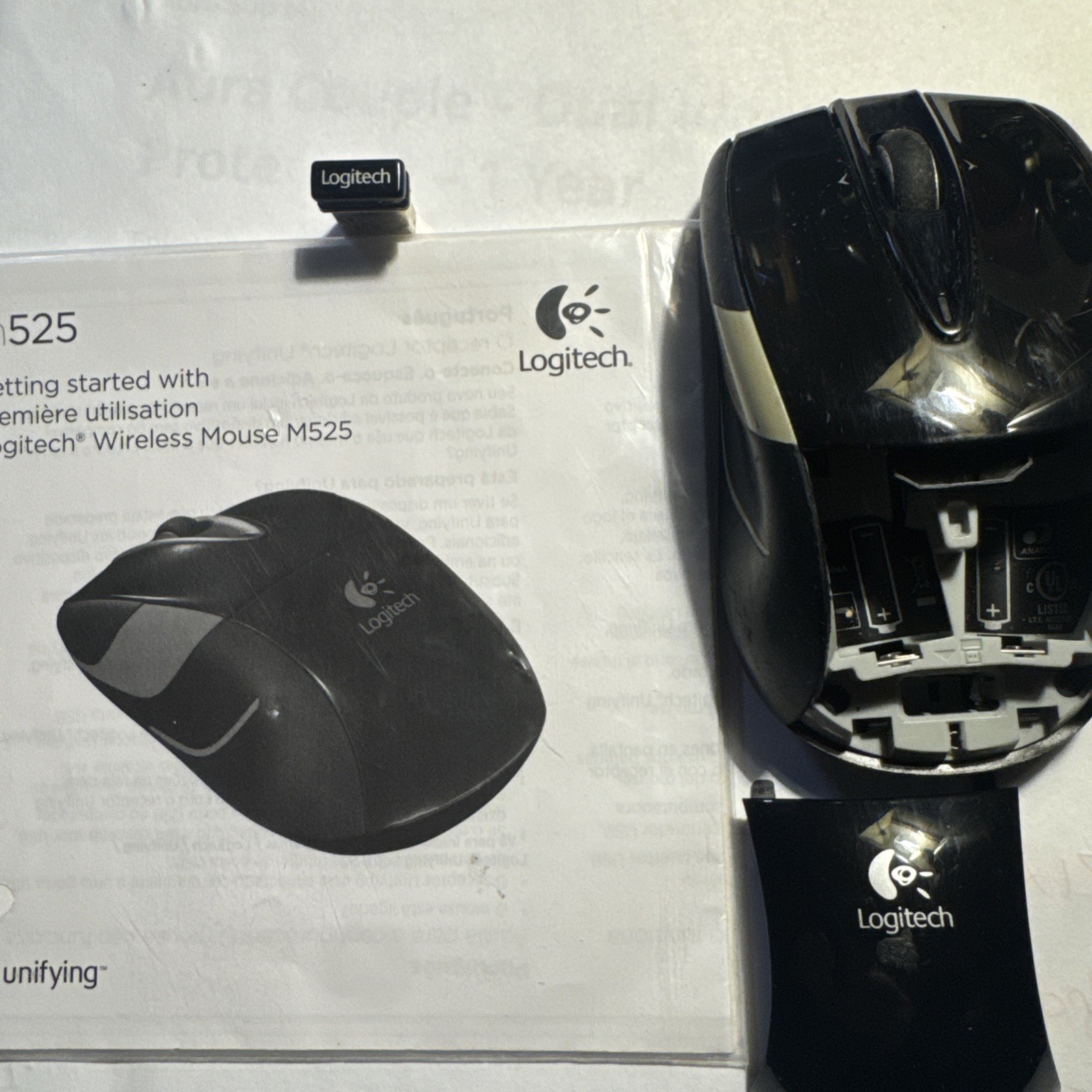 Logitech M525 Power Plus Optical Wireless Laser Mouse ‎Black Gray-   Complete