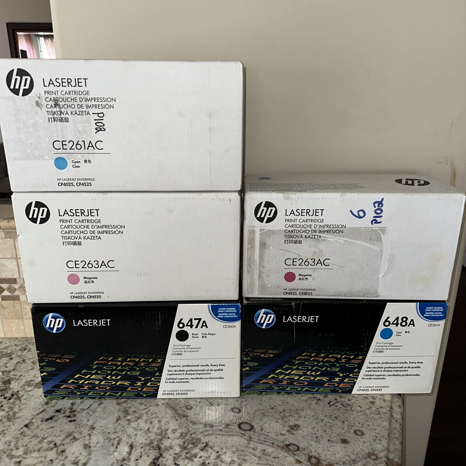 Lot Of 5 New HP CE2610A  CE261A CE263AC Multi-Color Print Cartridge See Detail