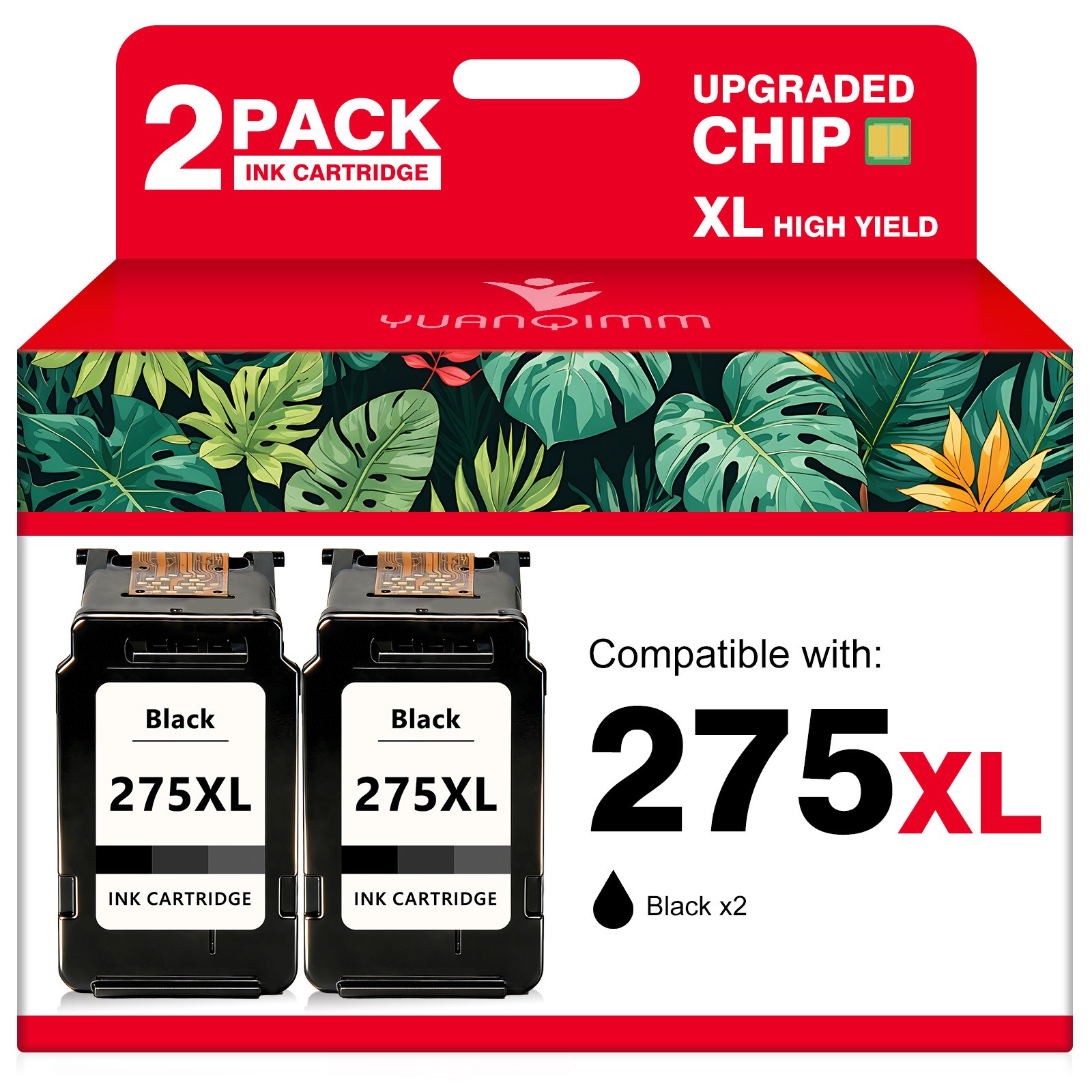2 Pack PG-275XL CL-276XL Ink Cartridges For Canon PIXMA TS3520 TS3720 TR4720