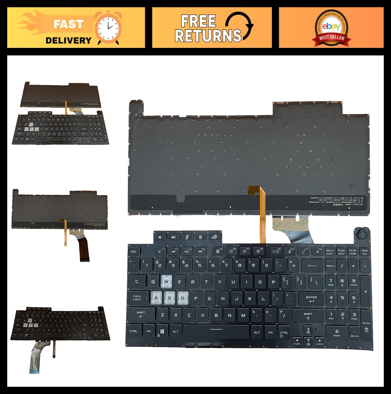 Colorful Backlit Keyboard for ASUS ROG Strix G17 G713 Series - US Layout Replace