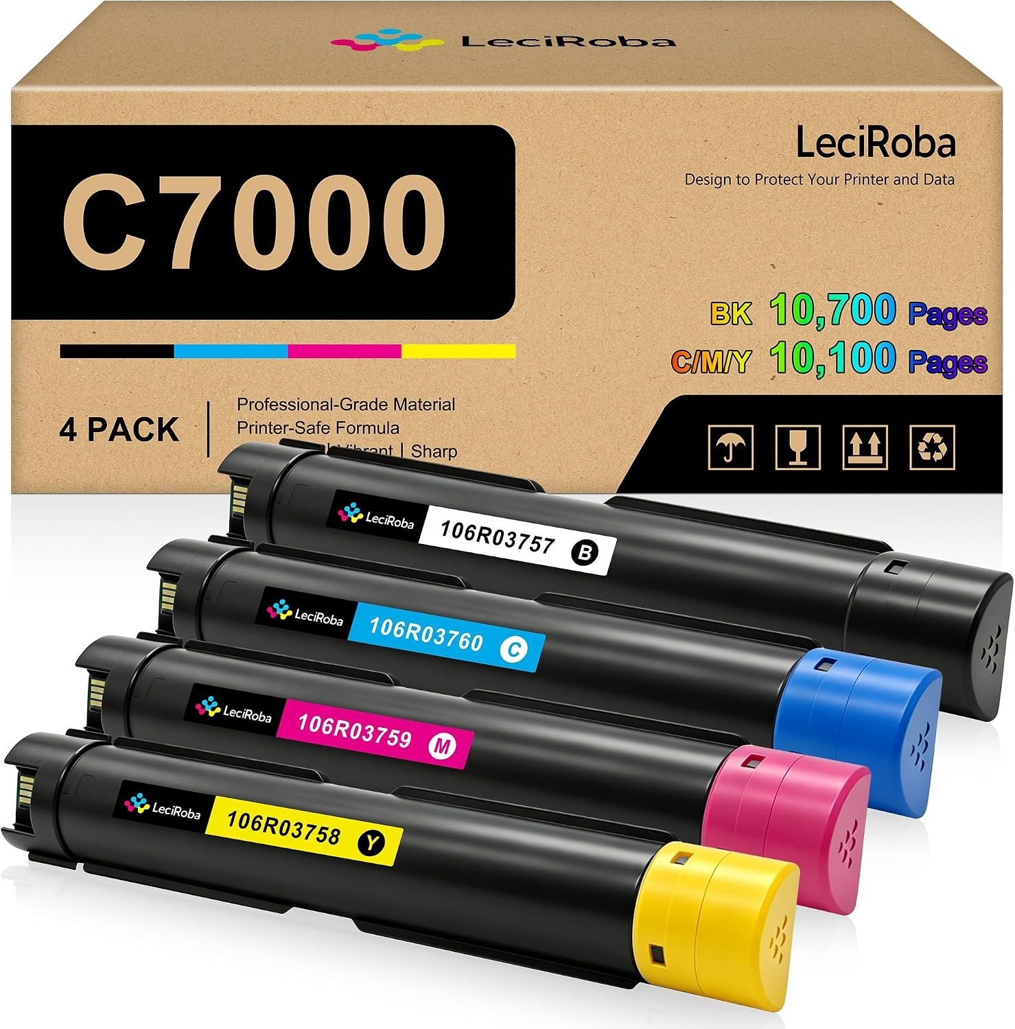 C7000 Toner 4-Pack for Xerox VersaLink C7000 C7000DN C7000N CMYK