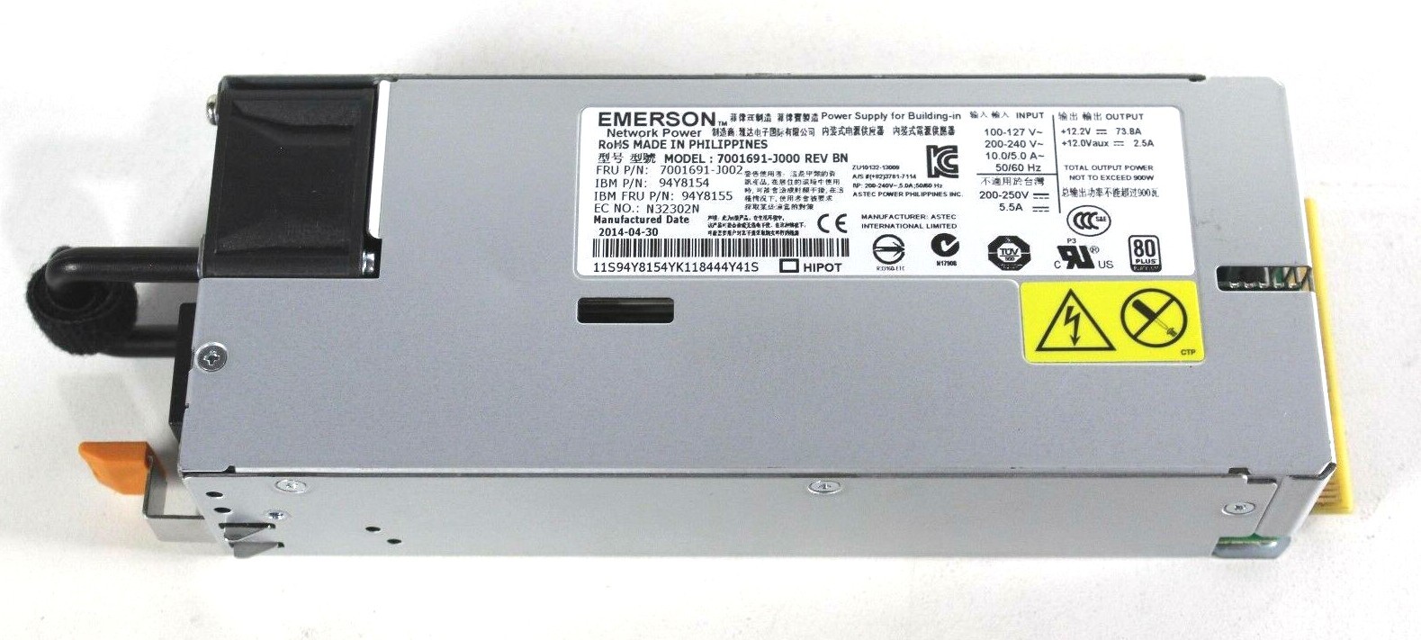 GENUNIE IBM 94Y8155, 94Y8154  9900W IBM V840 9843-AE1 (#AF1M) 80+ Platinum PSU
