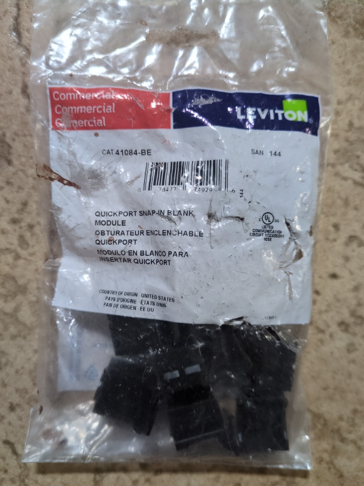 Leviton 41084-BE Quickport Snap-In Blank Module