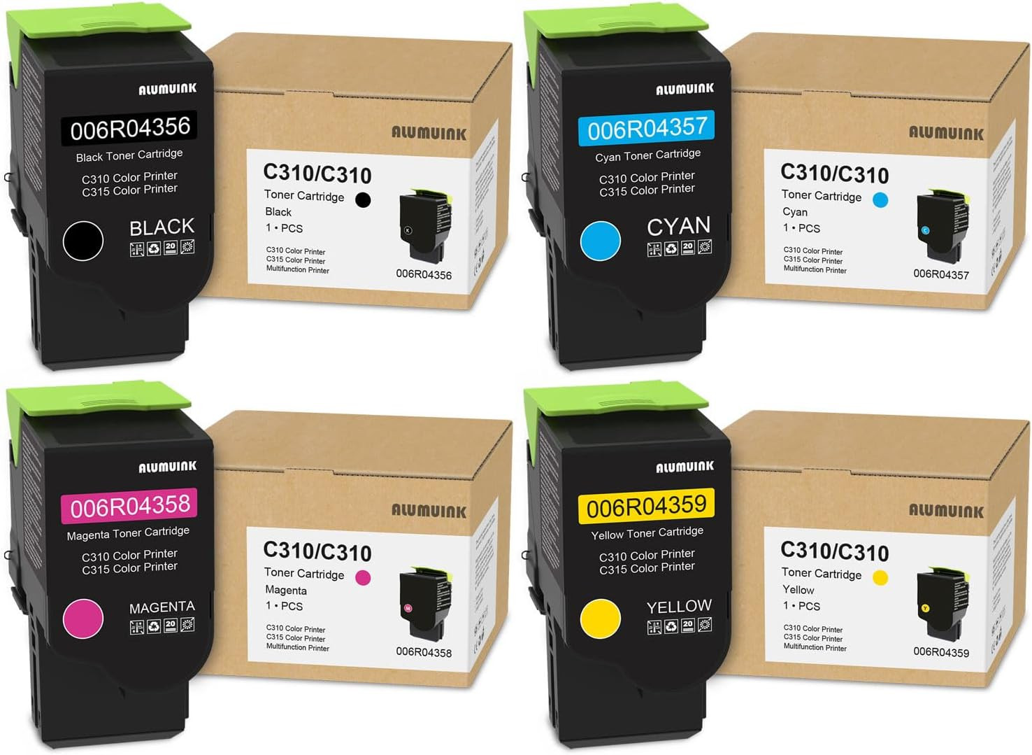 C310 C315 Toner Cartridge Set (4-Pack BK/C/M/Y) Replacement for Xerox 006R04356