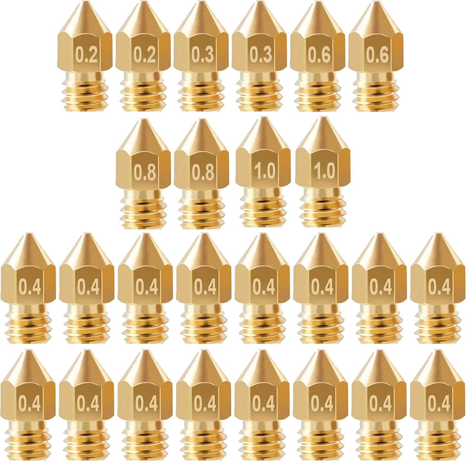 26Pcs Ender 3 Nozzles Kit, MK8 Nozzles Kit, Brass 3D Printer Nozzles