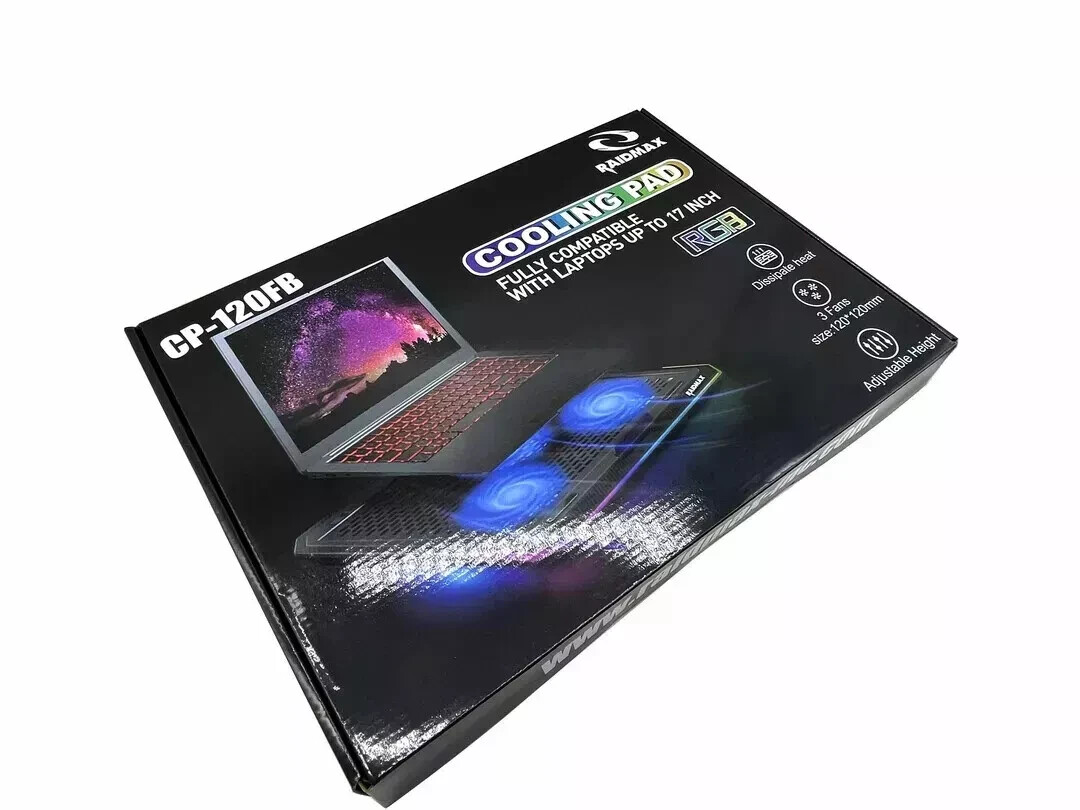 Laptop Cooling Pad for 15.6-17 Inch with 3 Fans RGB Lighting PC, Mac