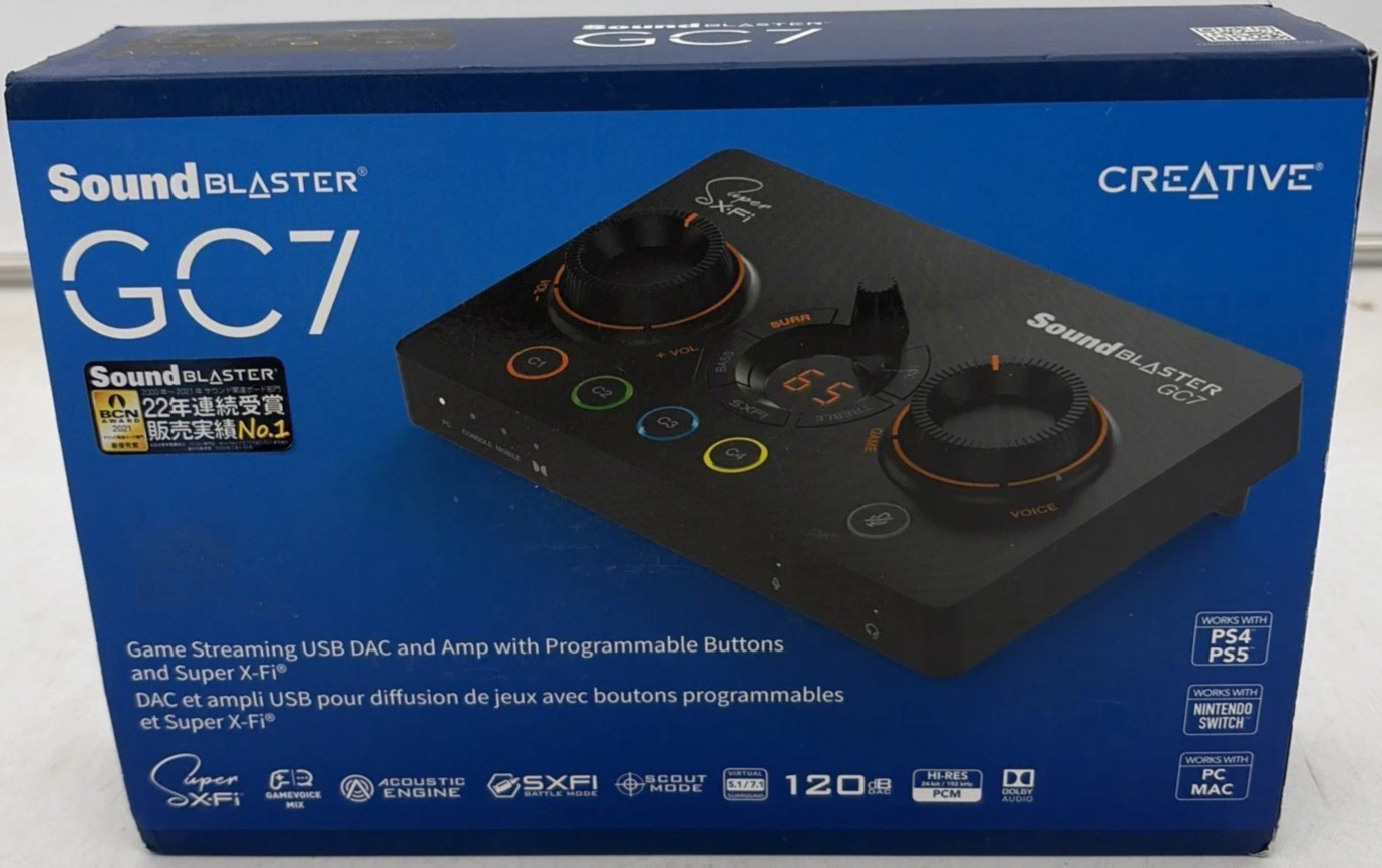 Creative Sound Blaster GC7 Game Streaming USB DAC Amp SX-Fi PC Mac PS 5/4 SB1850