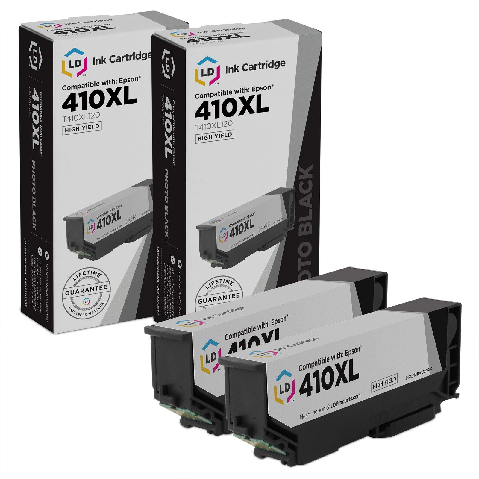 LD REMAN Epson T410XL120 Photo Black Ink Set of 2 for XP-530, XP-630, XP-640