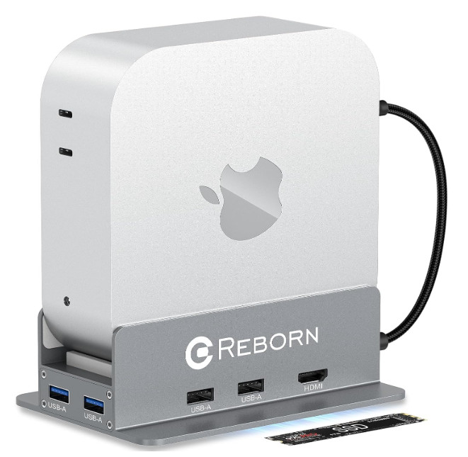 Reborn Mac mini M4 Dock & Stand with NVMe SSD Enclosure  Mac Mini M4 Hub