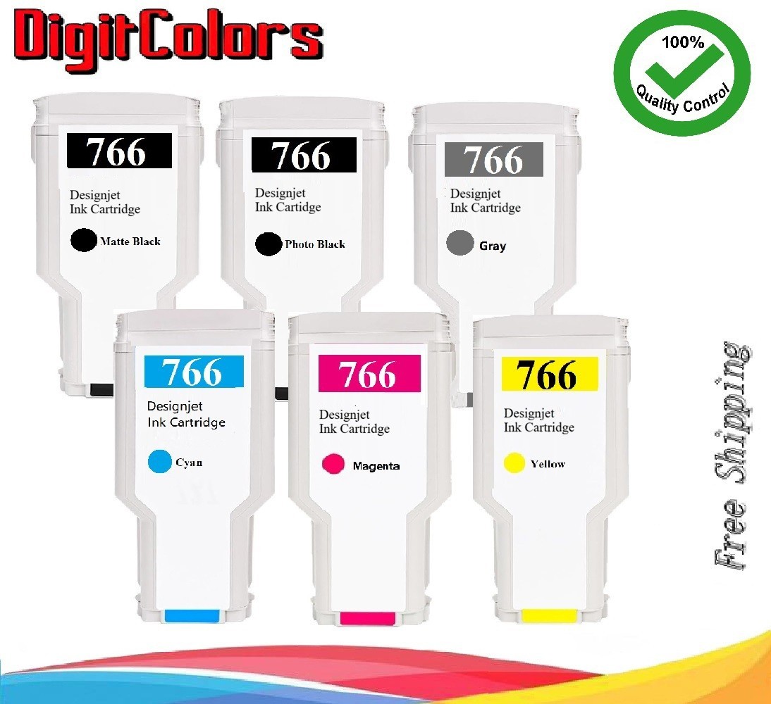 Reman Ink Cartridge for HP 766 300ML 6-Pack MK/PB/GY/C/M/Y High Capacity