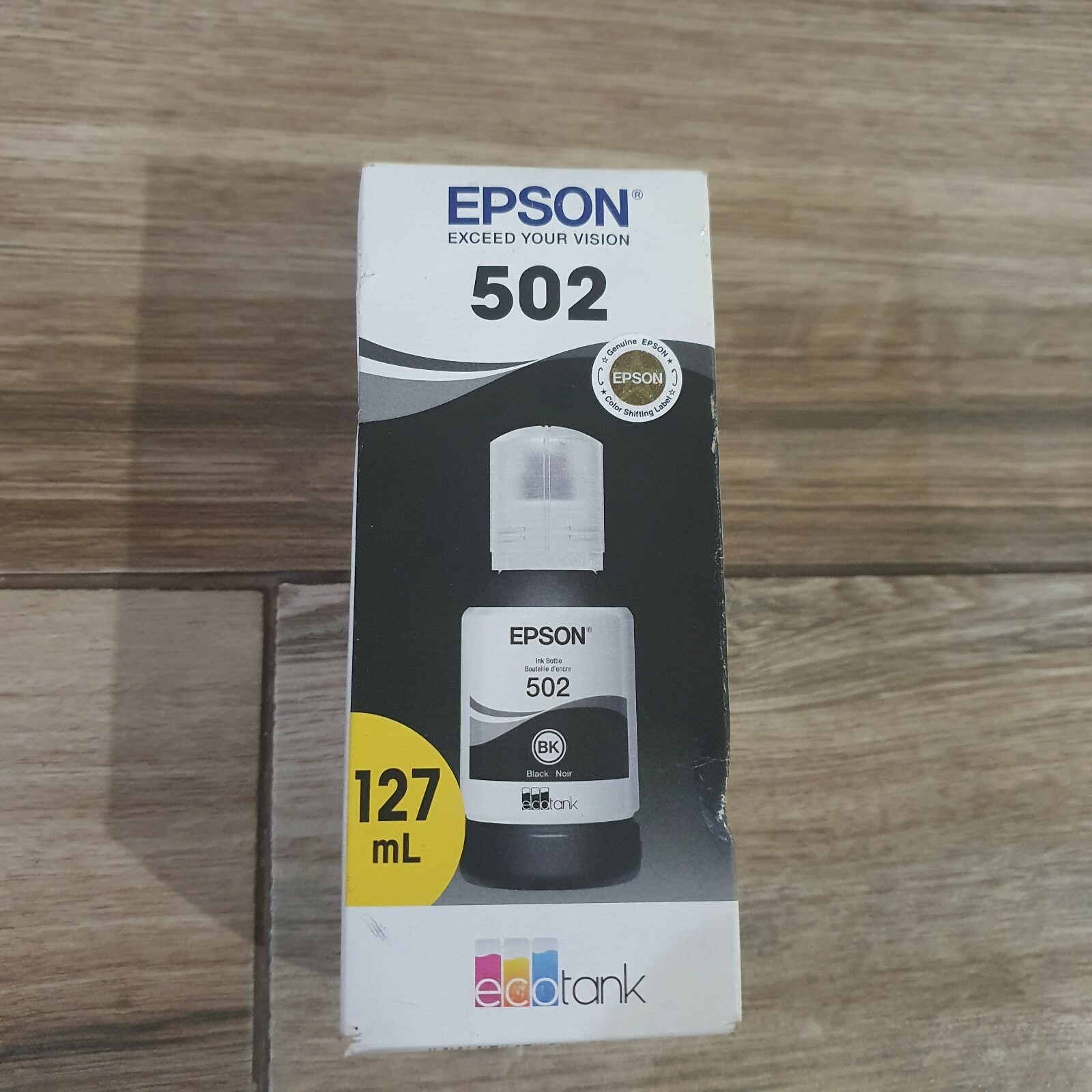 BRAND NEW Genuine Epson EcoTank Ink Bottle 502 Black 127ml EXP 07/2024