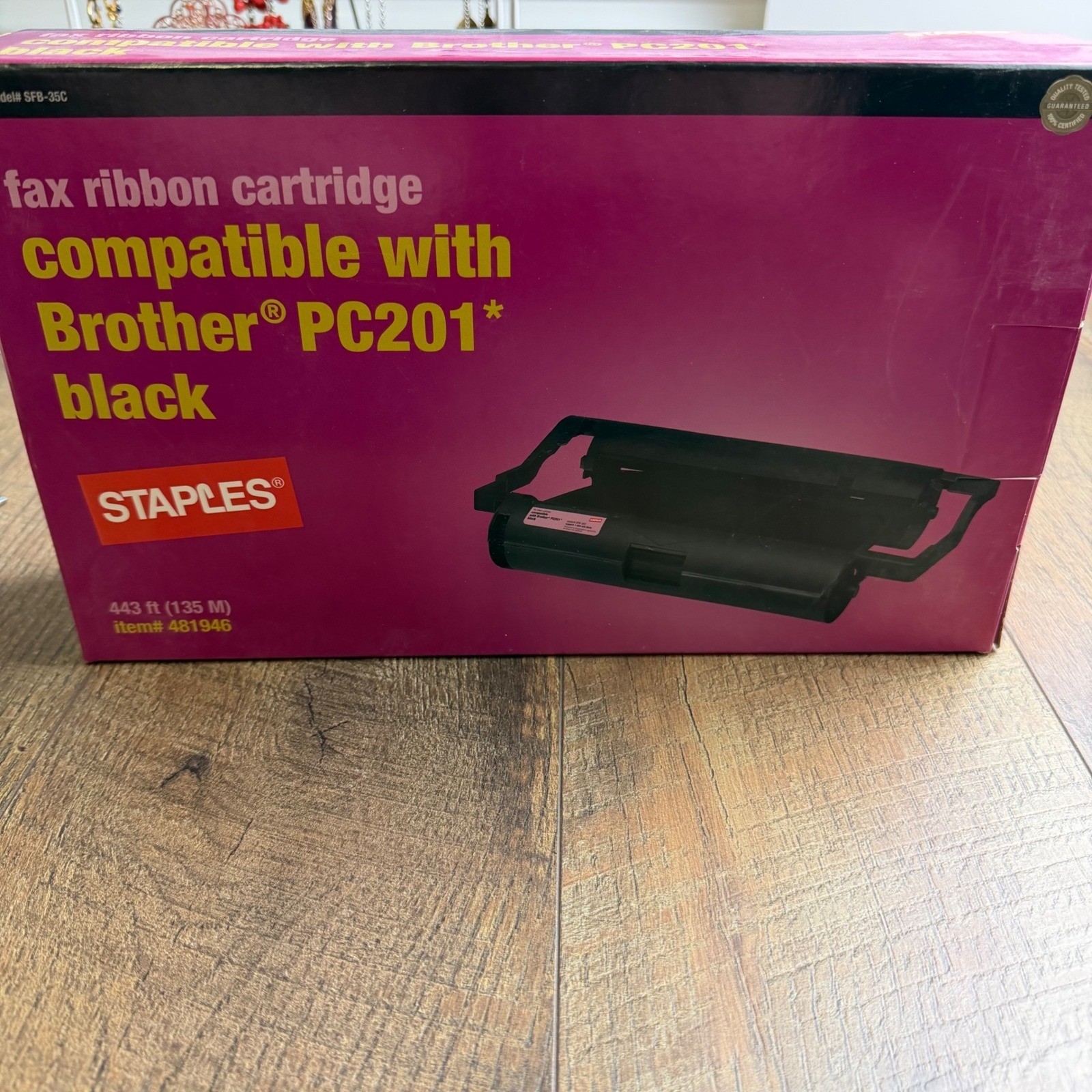Staples Fax Ribbon Cartridge Compatible with Brother PC201 Black SFB-35C-US OS
