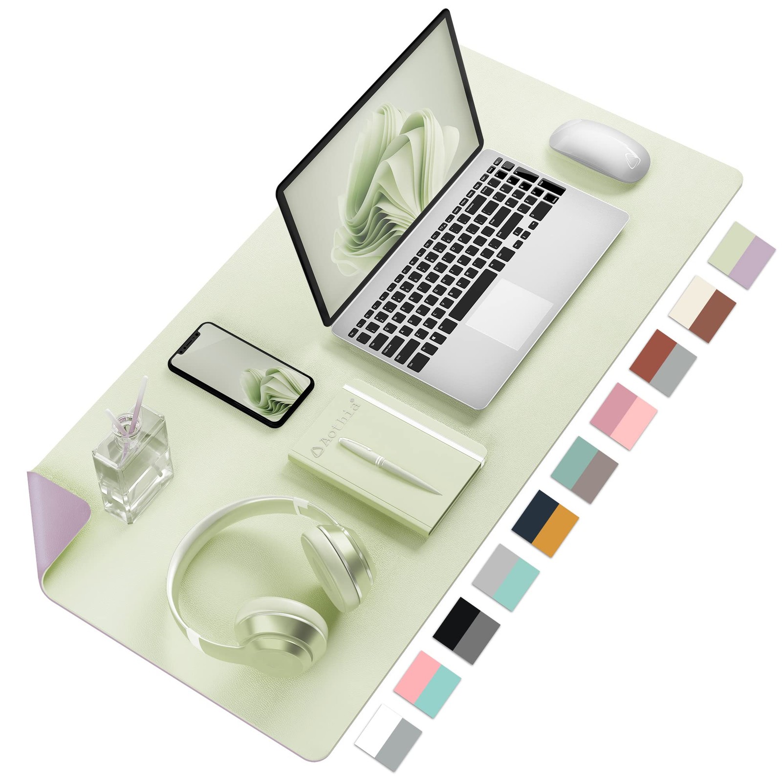 Double-Sided PU Leather Desk Pad - Non-Slip Large Mouse Pad & Desk Mat for Of...