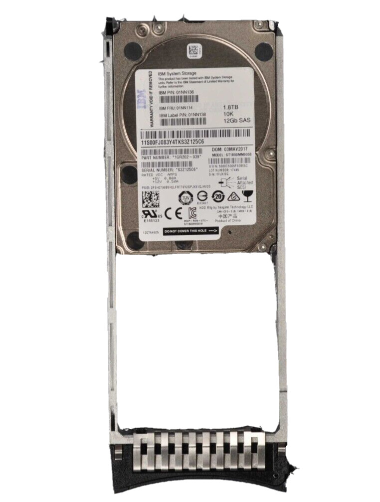 IBM V5000 1.8TB 10K RPM SAS 12GBPS 2.5-IN Hard Drive Grade A 01NN114