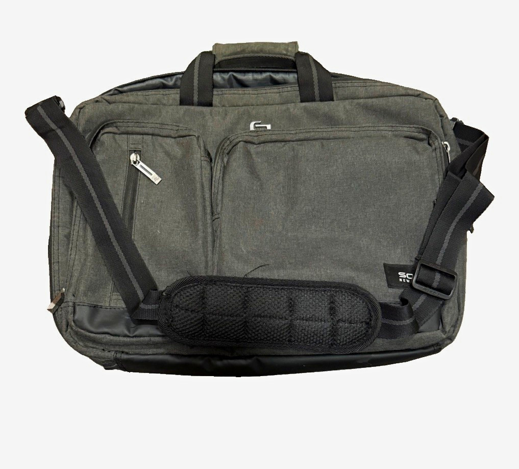 Solo New York Solid Gray/Black 15in Padded Adjustable Strap Messenger Bag