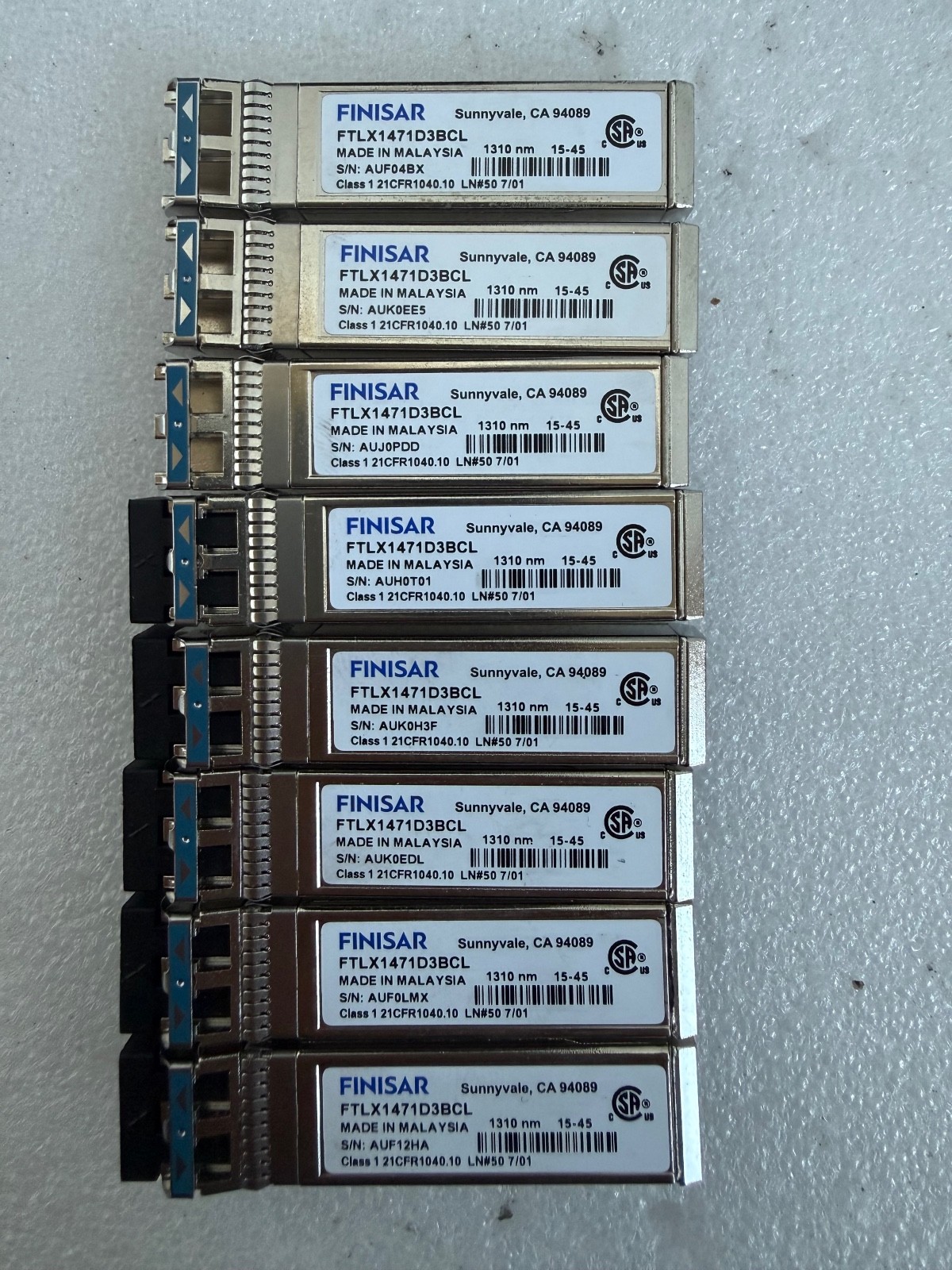 LOT (8) Finisar FTLX1471D3BCL 10G SFP+ 1310nm 10km Transceiver Module