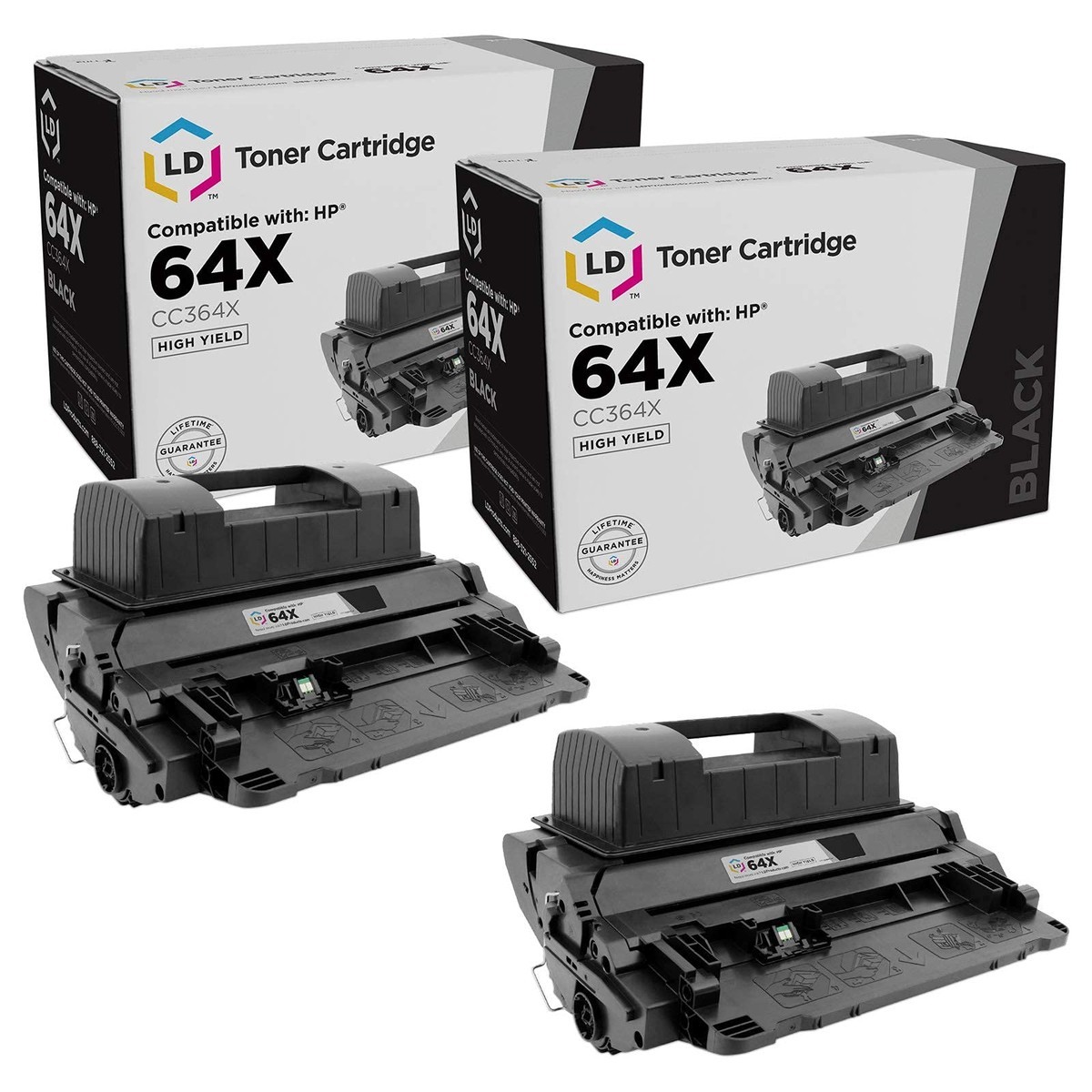 LD Products Compatible Toner Replacement For HP 64 64X CC364X (black, 2-Pk)