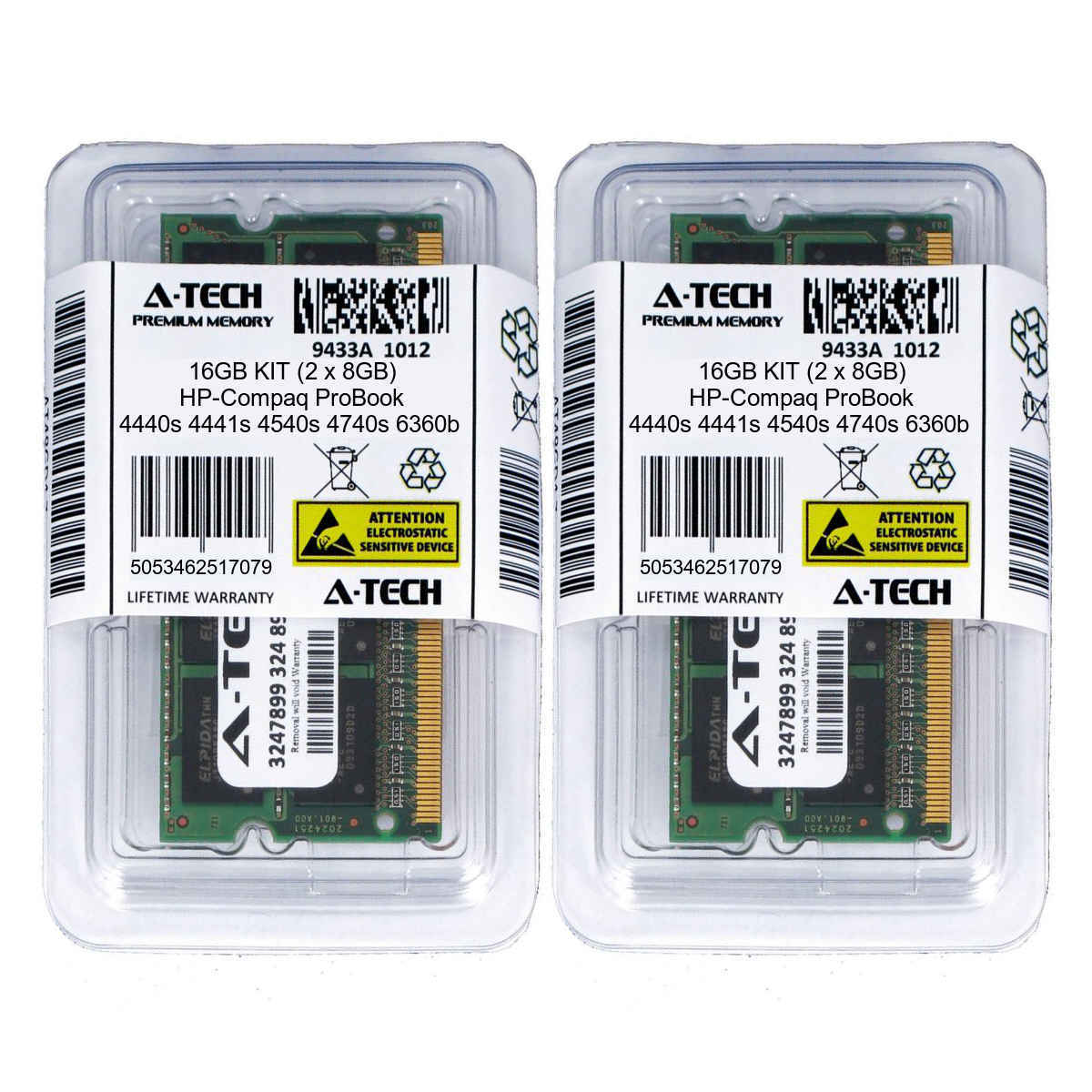 16GB KIT 2 x 8GB HP Compaq ProBook 4440s 4441s 4540s 4740s 6360b Ram Memory