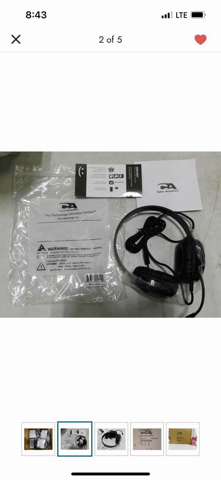Cyber Acoustics Headsets, Model  AC-6008LD, Case Of 20
